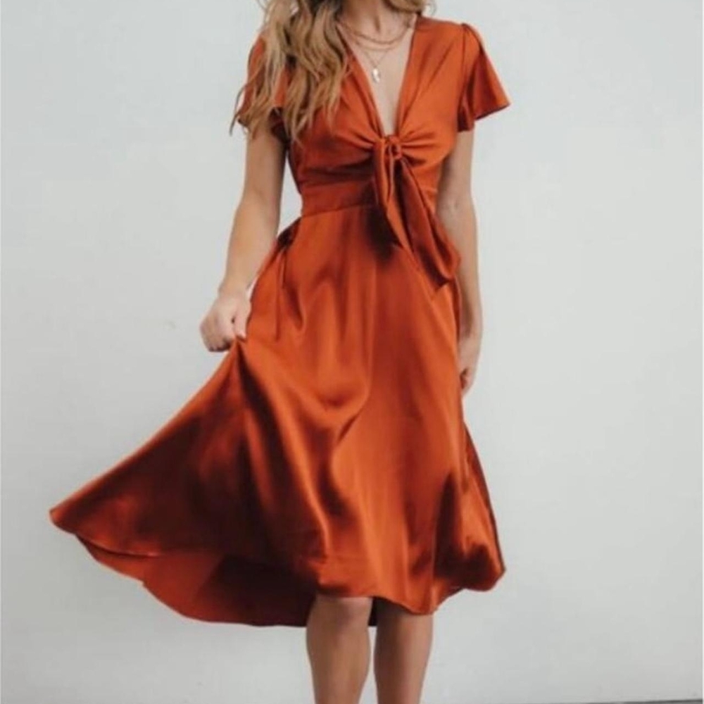 Baltic Born Rust Orange Midi Dress